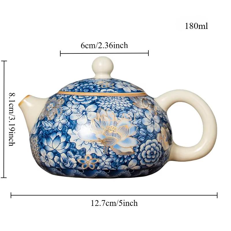 

180ml Ru Kiln New Gold Blossoms Xishi Teapot High-end Exquisite Teapot Single pot Ru Yao Wan Hua Teapot Kung Fu 1pcs