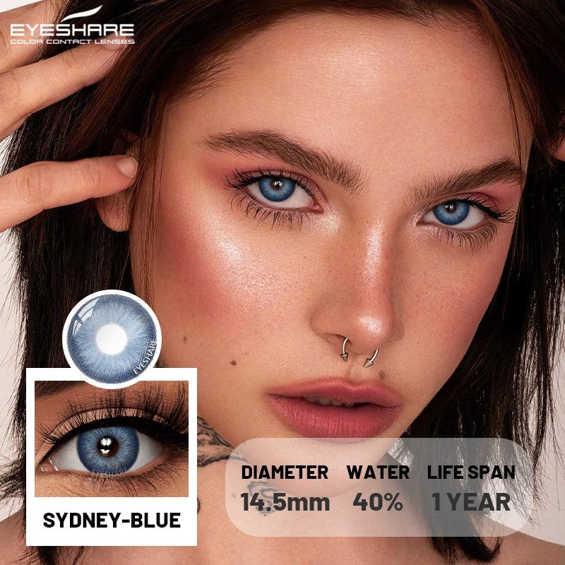 Eyeshare 1pair Blue Color Contact Lenses for Eyes Blue Colorcon Lenses Cosmetics Green Colored Lenses Cosmetic Eye Lens Yearly Use
