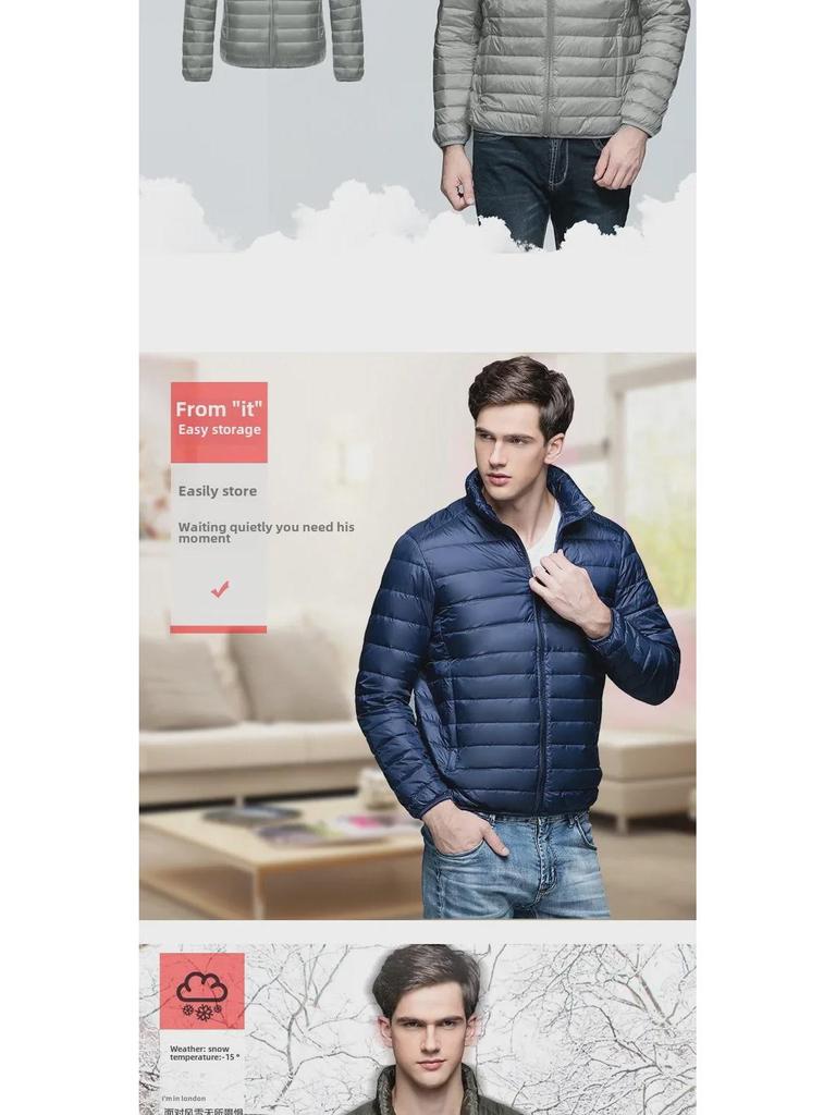 2024 Men's Short White Duck Down Jacket: Lightweight and Stylish for Middle-Aged and Elderly Men