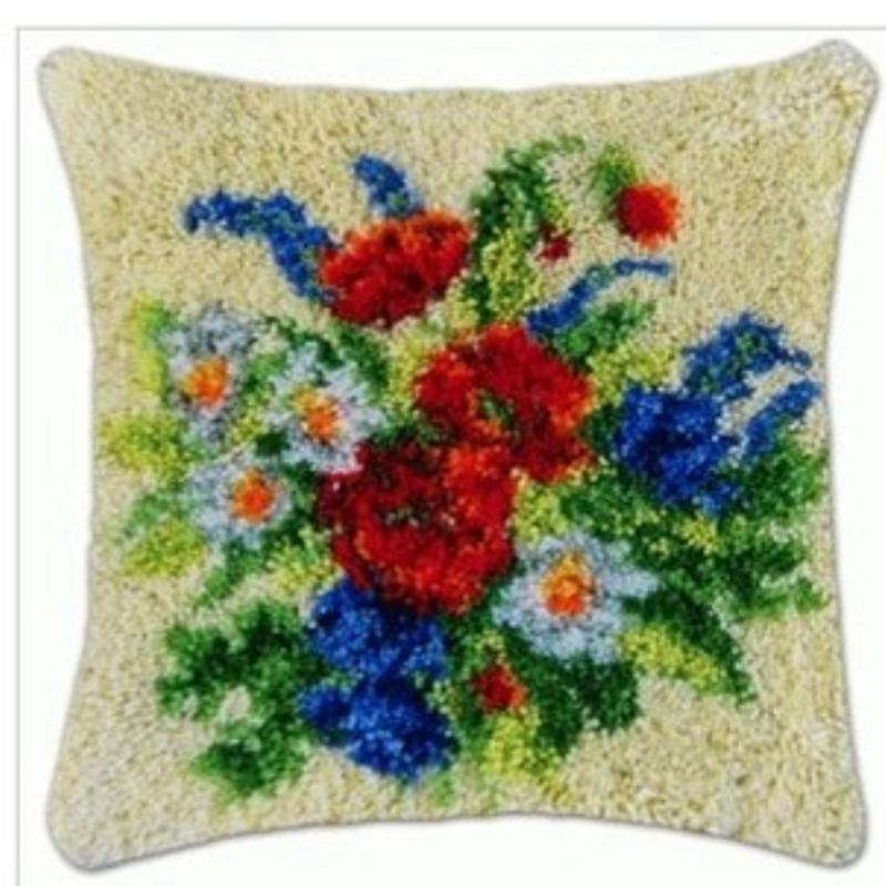 Flowers/Plant Series Latch Hook Rug Kits Pillows Smyrna Package Carpet Embroidery Latch Hook Kit Cross Stitch Pillow Knooppakket