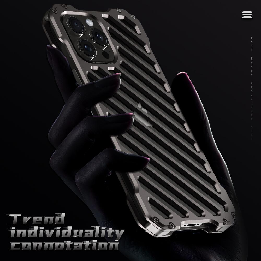 R-JUST RJ-50 For iPhone 16 Pro Max Aluminum Alloy Armor Case Hollow Shockproof Back Cover