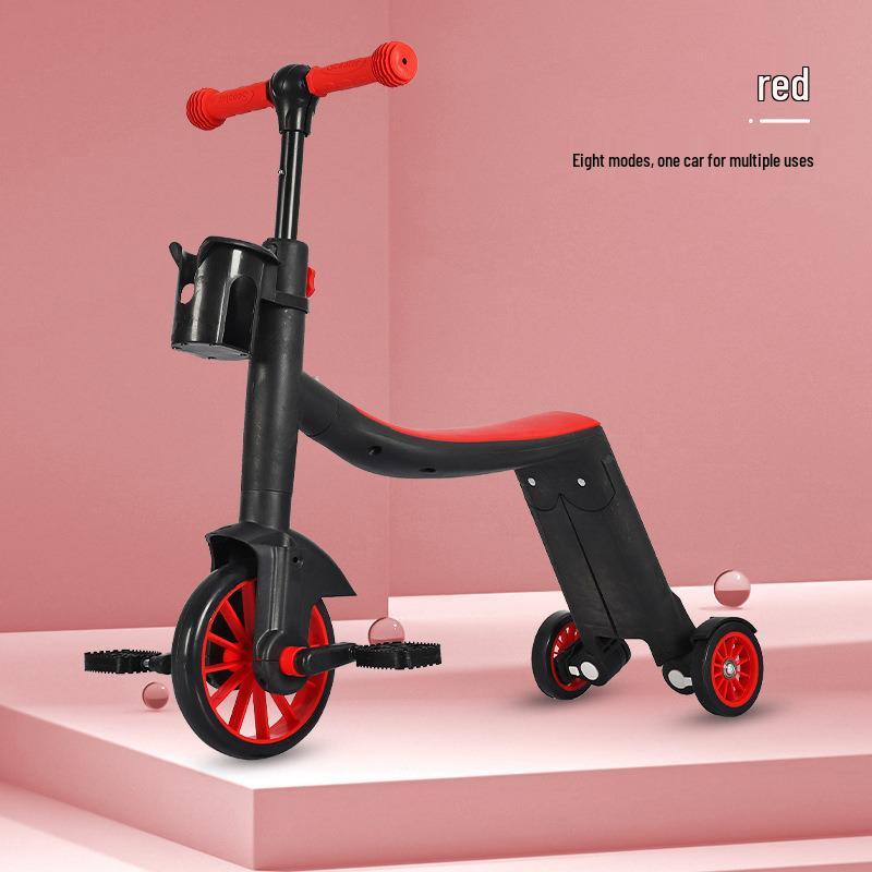 

Многофункциональный детский самокат и прогулочная коляска-трехколесный велосипед с ручкой для толкания и педалями