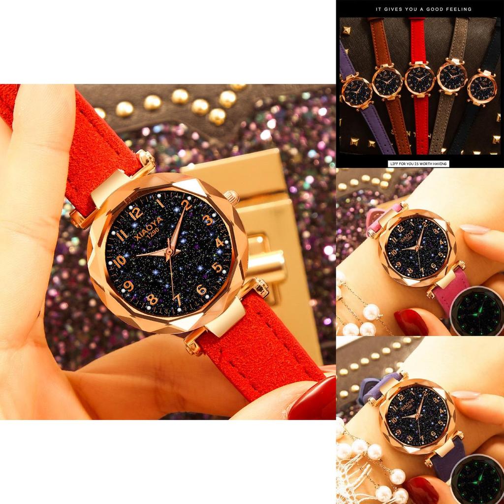 Stylish Women Wristwatch Featuring A Luminous Starry Sky And Rhinestone Details