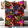 An Interesting Colorful Hippie Peace And Love Heart Blanket, Super Warm And Cozy Flannel Throw, a Comfortable Plush Gift