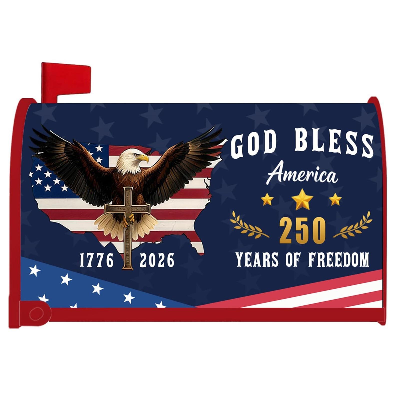 

Outdoor Magnetic Mailbox Cover Digital Print Patriotic Farm Tractor and Eagle Design Durable Weather Resistant Mailbox Decoration One Size