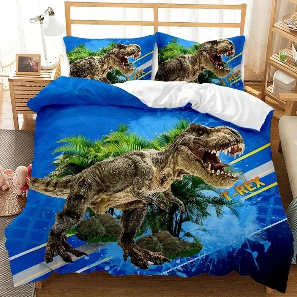 3D Dinosaur Bedding Sets J-Jurassic World Battle Duvet Cover Set Unique Dinosaur Quilt Cover Set For Kids Single Size Polyester