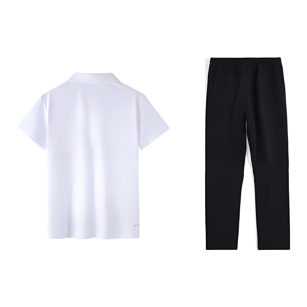 Li Ning Solid Color Logo Short Sleeve Polo Shirt And Long Pants Casual Sports Suit Men suits APLT139-2+AYKT413-1