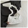 Sweet Korean Style Floral Jacquard Underarm Bag Women's Fashion Bow Heart Shoulder Bag with Ruffled Strap