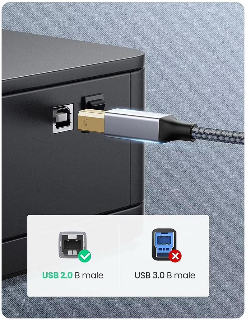 Printer Cable SUNROZ USB - USB Type-B Hi-Speed 480Mbps Fabric Braid, 3 M (A48753)