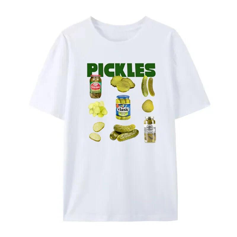 

Fashion Pickles Graphic T-Shirts Vintage Women Cute Funny Pickle Lovers Tshirts Short Sleeve Pickle Jar Tee Tops Clothing 3XL