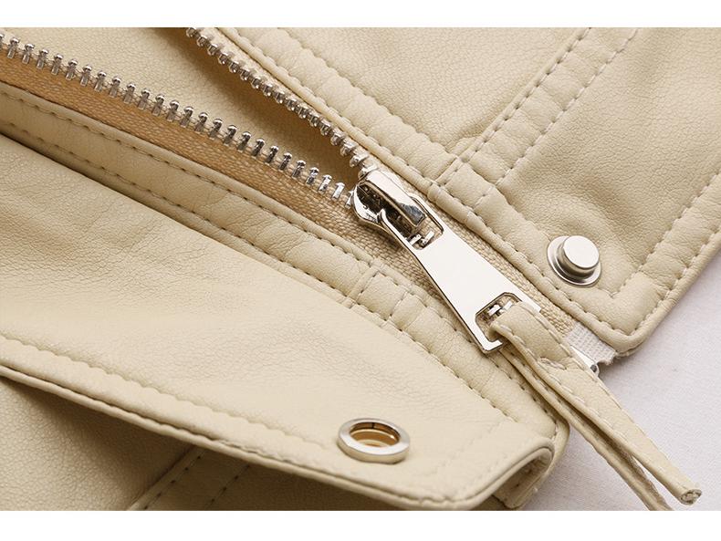 2025 Spring Women's Stand Collar PU Leather Short Jacket - Petite Casual Style Z88096