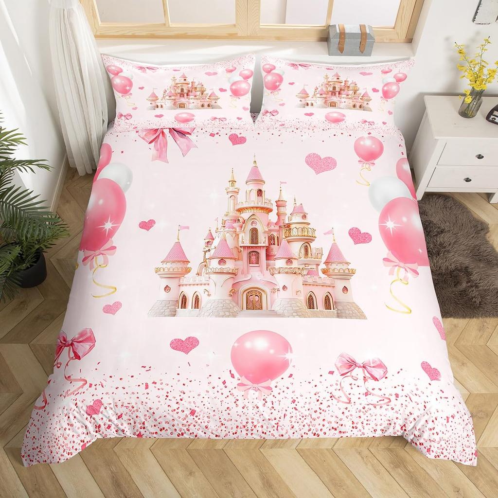 Castle Duvet Cover Sets For Girls Queen Twin Size Lightweight Down Quilt Covers Room Decor 2 Pillowcases 1 Duvet Cover No Quilt
