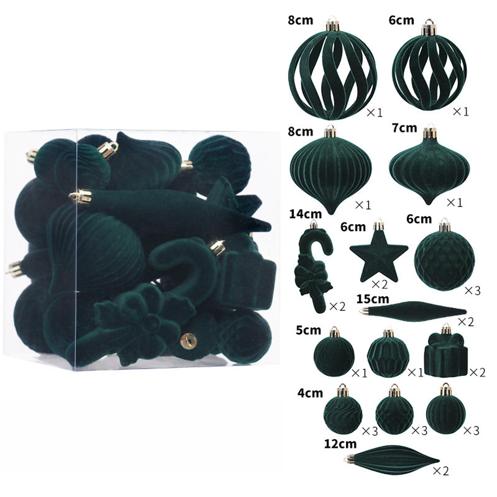 

Набір різдвяних прикрас з 28 предметів, Набір різдвяних кульок преміум-класу з флоковим покриттям, Прикраси для різдвяної ялинки, Підвісні прикраси, Декорації для сцени. One Size зелений