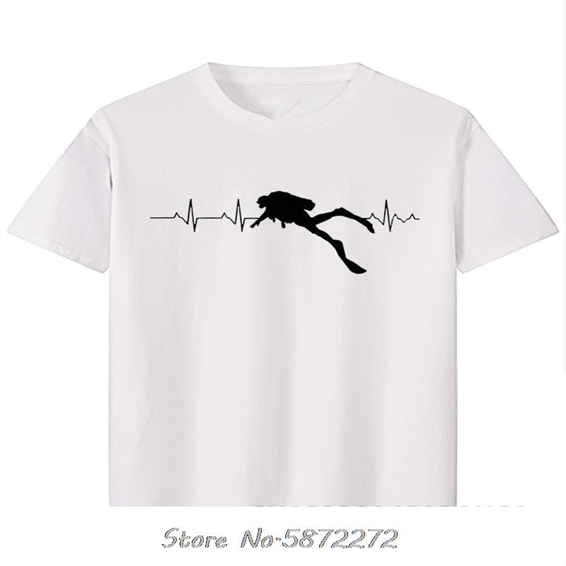 Scuba Dive Heart Beat Best Gift For Diver TShirts Oversized T Shirt Cotton Fitness Tshirt Unisex Tees Tops Mens Clothing