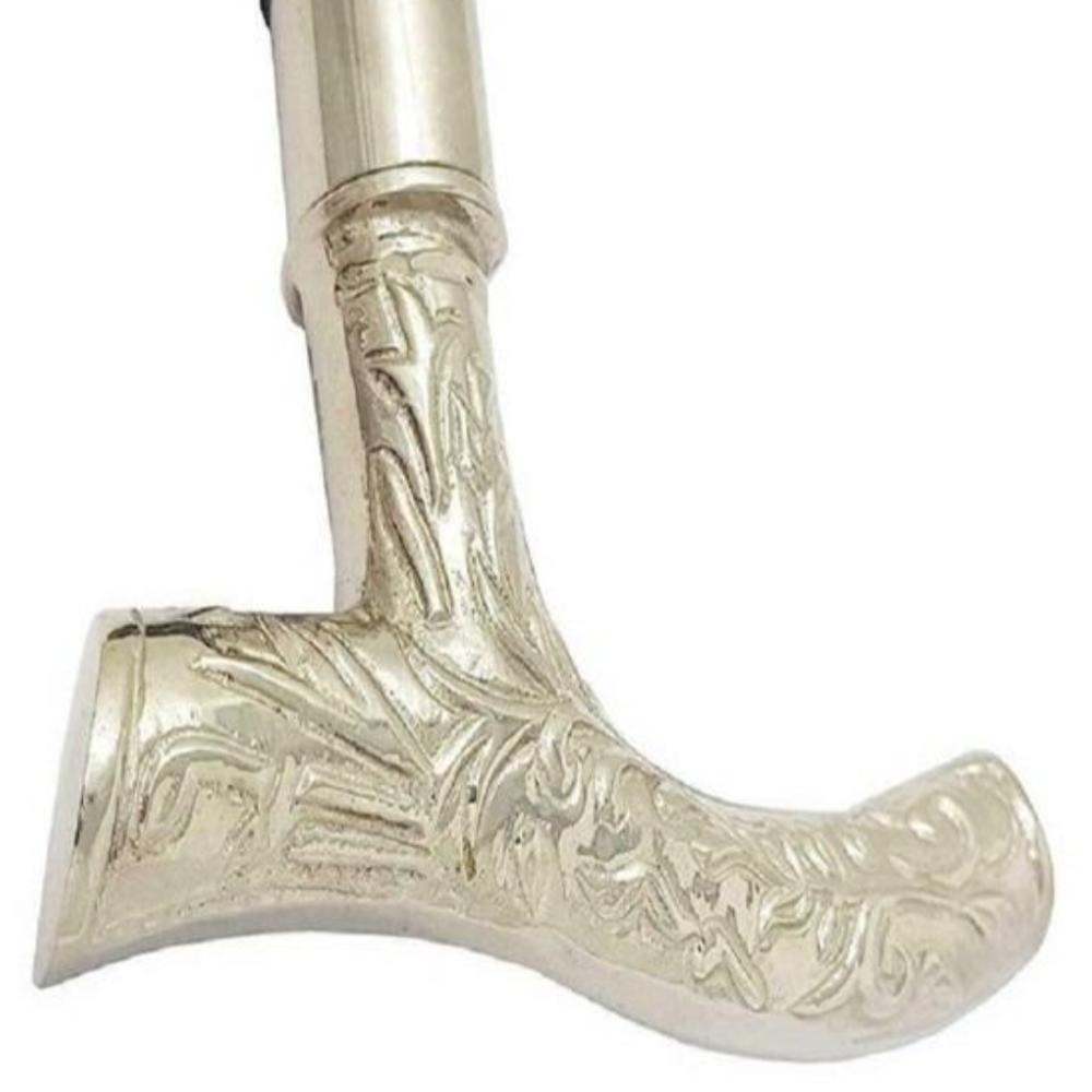 Brass Derby Handle Walking Cane - Rosewood & Brass, 95 Cm Length, Ornate Chrome Finish