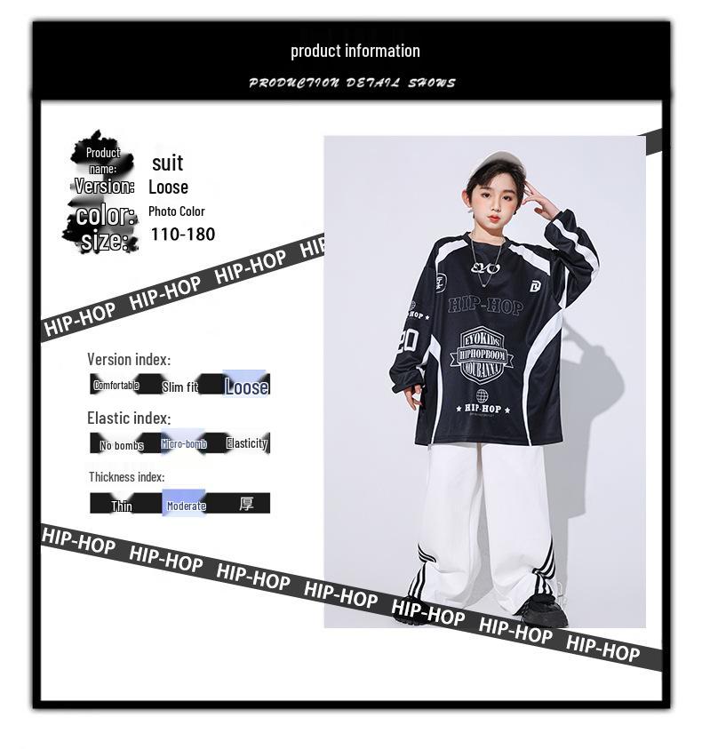 Korean Hip-Hop Quick-Dry Dance T-Shirt and Pants Set for Boys and Girls