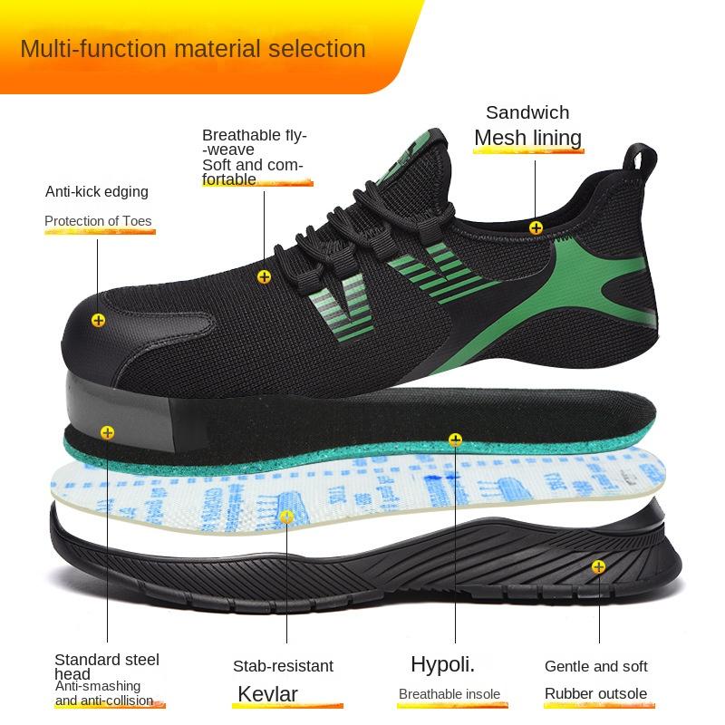 Men's Labor Insurance Shoes, Breathable and Lightweight, Anti-smashing and Anti-piercing Steel Baotou Work Shoes