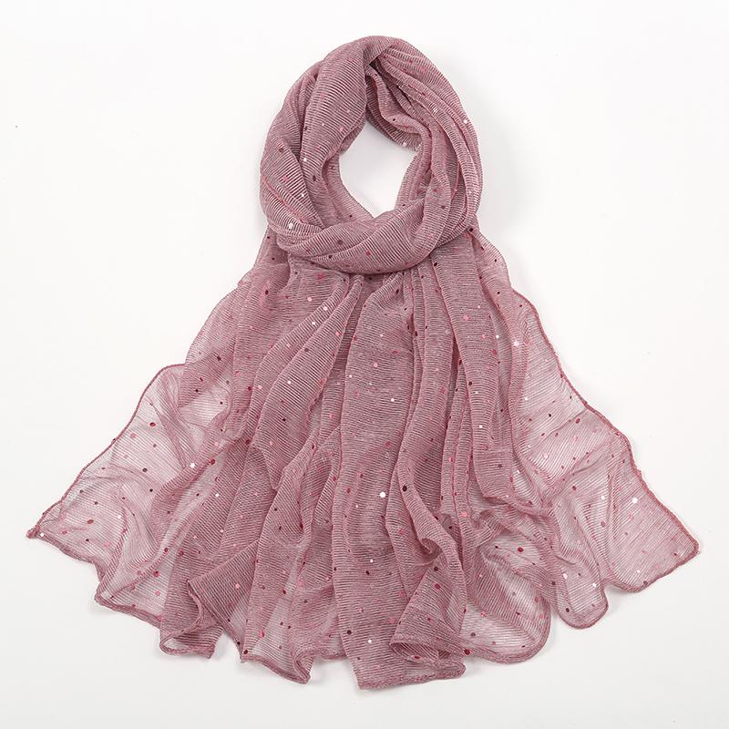 Glitter Sequins Scarf For Women Muslim Shimmer Hijab Crinkle Shiny Shawl Islamic Headscarf Thin Transparent Woman Party Stoles