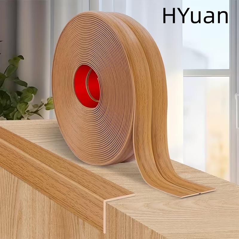 HYuan 1PC 2M/78.74in self-adhesive PVC wall corner protector, wooden grain edge trim, decorative impact-resistant corne 2mx4cm