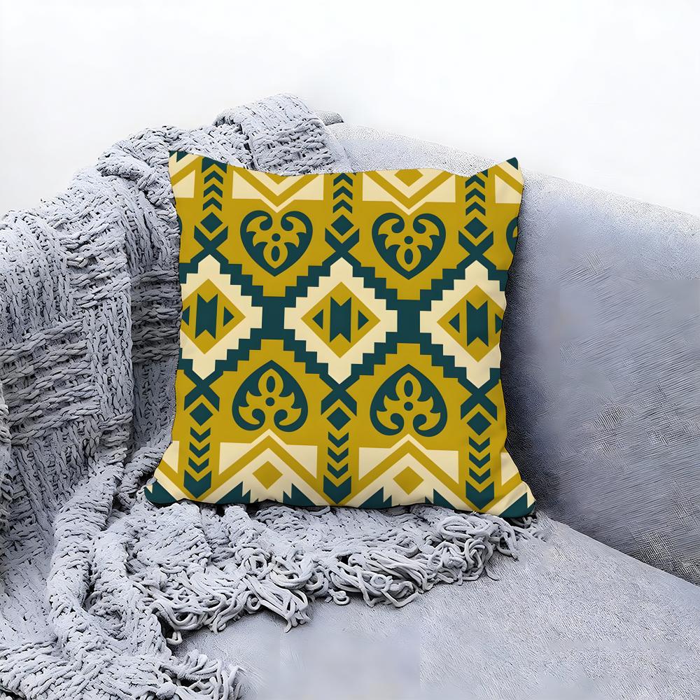 Ethnic Indian Ethnic Pattern Cushion Cover Premium Comfort Reversible Pillow Cove Two In One Design for Any Room Car Interior