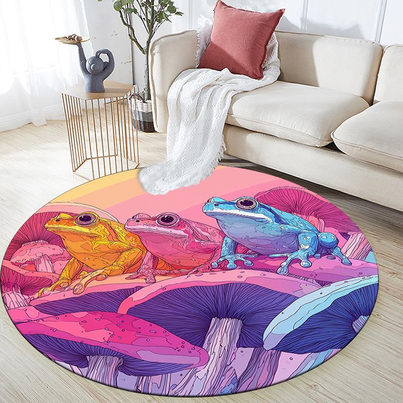 

Frog Theme pattern round rug,Carpet Rug for Living Room Bedroom Sofa Playroom Decor,Non-slip Floor Mat,Holiday Gifts and Birthday Gifts 80cmx80cm