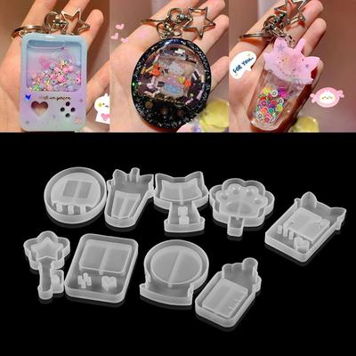 1Pc 9Pcs/set Clear Quicksand Cat Paw Game Console Silicone Molds Shaker Quicksand Oil UV Resin Epoxy Mold For DIY Pendant Jewelry Making