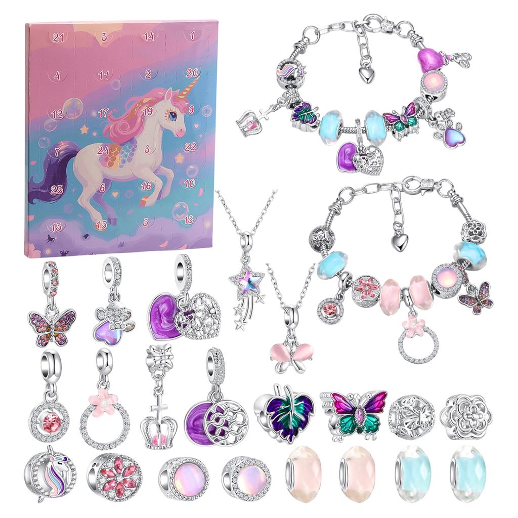 Days Christmas Advent Calendar for Women - Alloy Bracelet Jewelry Set with Surprises, Holiday Countdown Gift