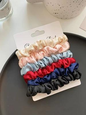 6 Stück Mode Einfache Satin Falten Stirnbänder Für Frauen Mädchen Party Haarschmuck