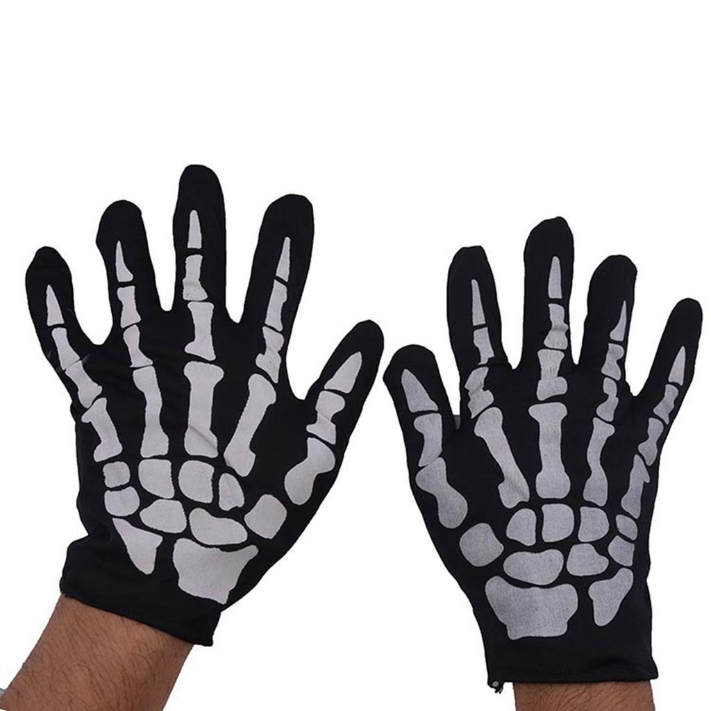 Halloween Skeleton Gloves and Skull Face Mask Set Haunted House Bar Party Character Playing Scary Scene Photo Props