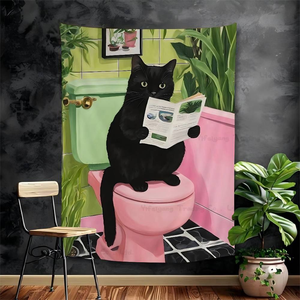 

Funny Bathroom Humorous Animal Anime Tapestry Hippie Flower Wall Carpets Dorm Decor Wall Hanging Home Decor 74x94cm(29x37in)