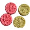Chinese Traditional Mid-Autumn Mooncake Mold Set 4Pcs Different Round  Flower Patterns for Mooncake Biscuit Stamping