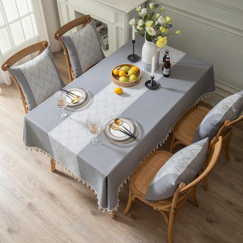 Polyester Jacquard Large Wave Fringed Tablecloth Rectangular Coffee Table Dining Table Cloth Cover Lace