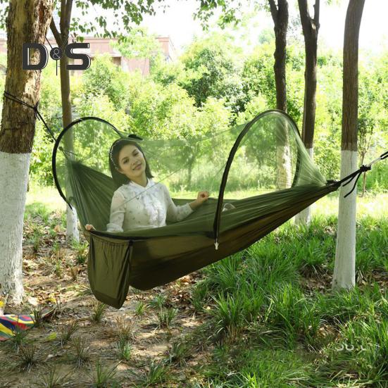Amaca da campeggio con rete anti-moscerini da 200 kg, traspirante, leggera, portatile, singola, con cinghie per alberi, facile da montare, per interni ed esterni, da trekking