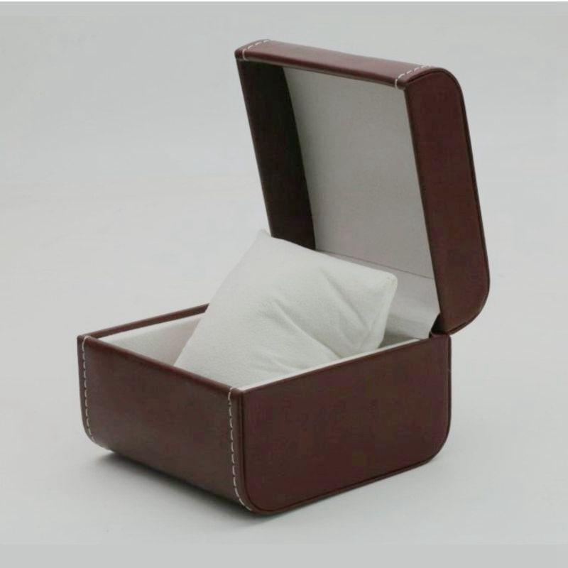 Rounded Corner PU Leather Single Watch Storage Box with Threaded Flip Cover