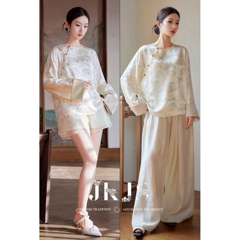 JK&JS Xiaochongshan New Chinese Style Satin Print Ensemble