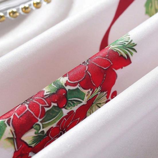 Christmas Rectangle Tablecloth Waterproof Xmas Holly Candy Cane Table Cloth Washable Table Cover for Home Dinner Party Decoration