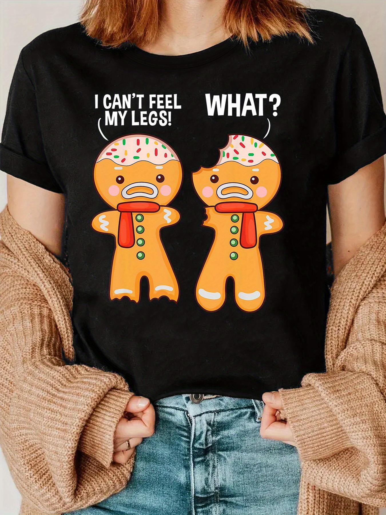 Women Crew Neck Short Sleeve Top Women Cookies Baker Funny Gingerbread Women Baking Printed TShirt Casual Clothing S