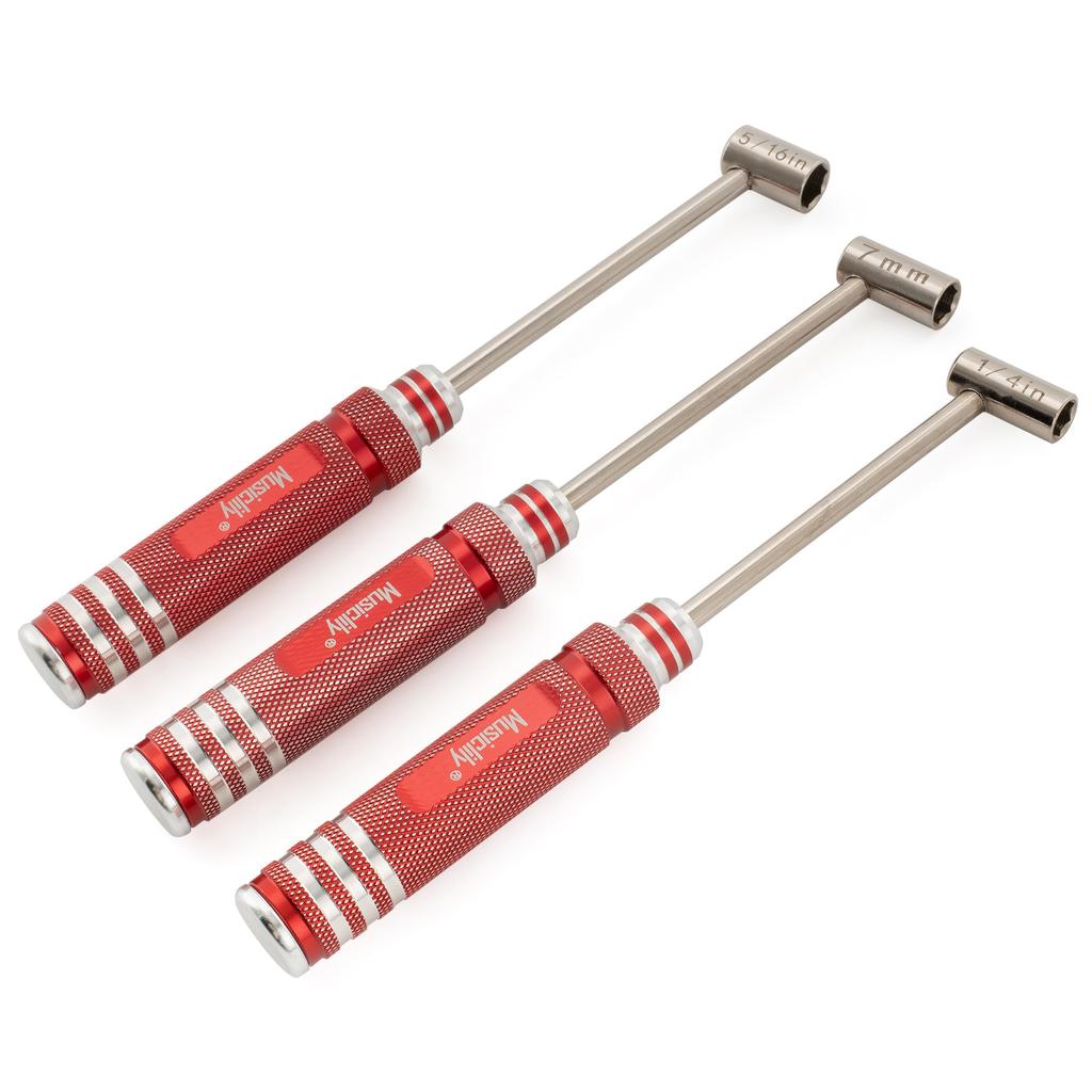 Musiclily Pro Hardened Steel Box Truss Rod Wrench and 8mm Hex Wrenches for Truss Rod Adjustment 3-Piece Set, 6.35mm, 7mm, Guitar/Bass