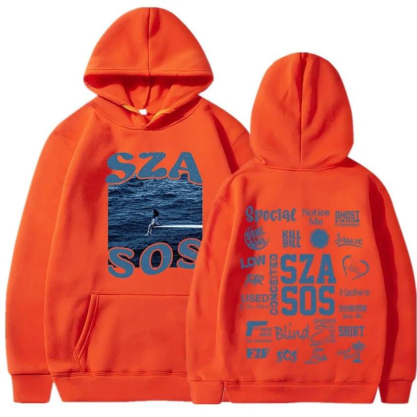 SZA Music Album SOS Graphic Hoodie Unisex WoUnisex Vintage Oversize Hoodies Casual Loose Gothic Sweatshirt Hip Hop Streetwear Unisex