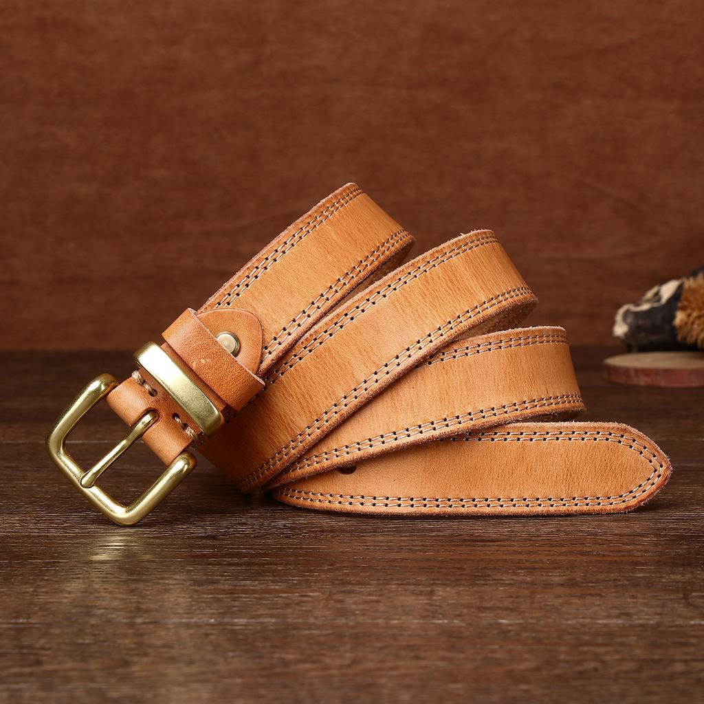 Retro primul strat din piele de vacă ață de cusut centura femeii cataramă din cupru pur cataramă cap cataramă cupru cataramă centura