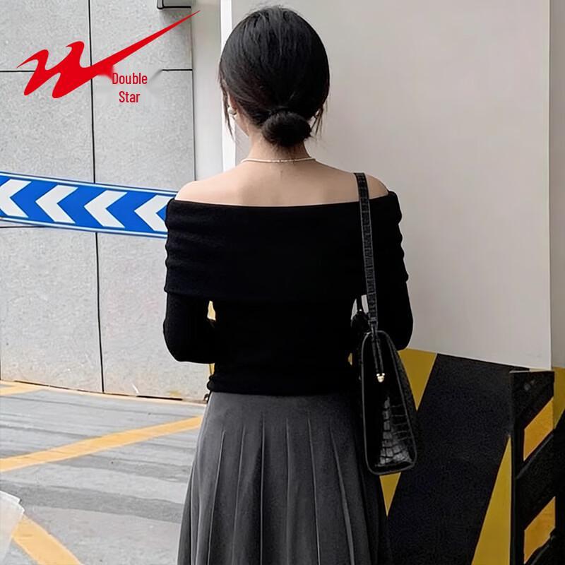 French Style Off-Shoulder Long Sleeve Knit Top