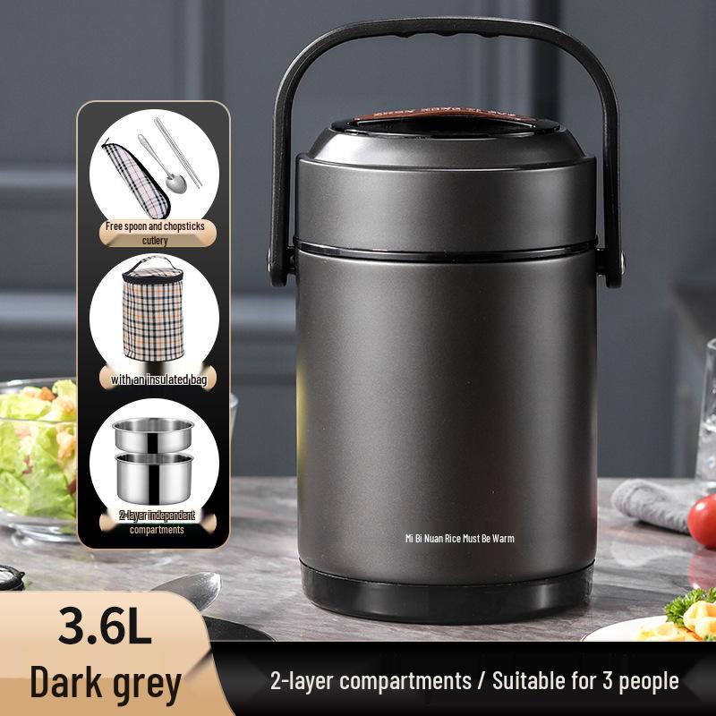 Winter Stainless Steel Insulated Multi-layer Lunch Box - Portable, Large Capacity, Keeps Food Hot for 24 Hours, Perfect for Home or Office.