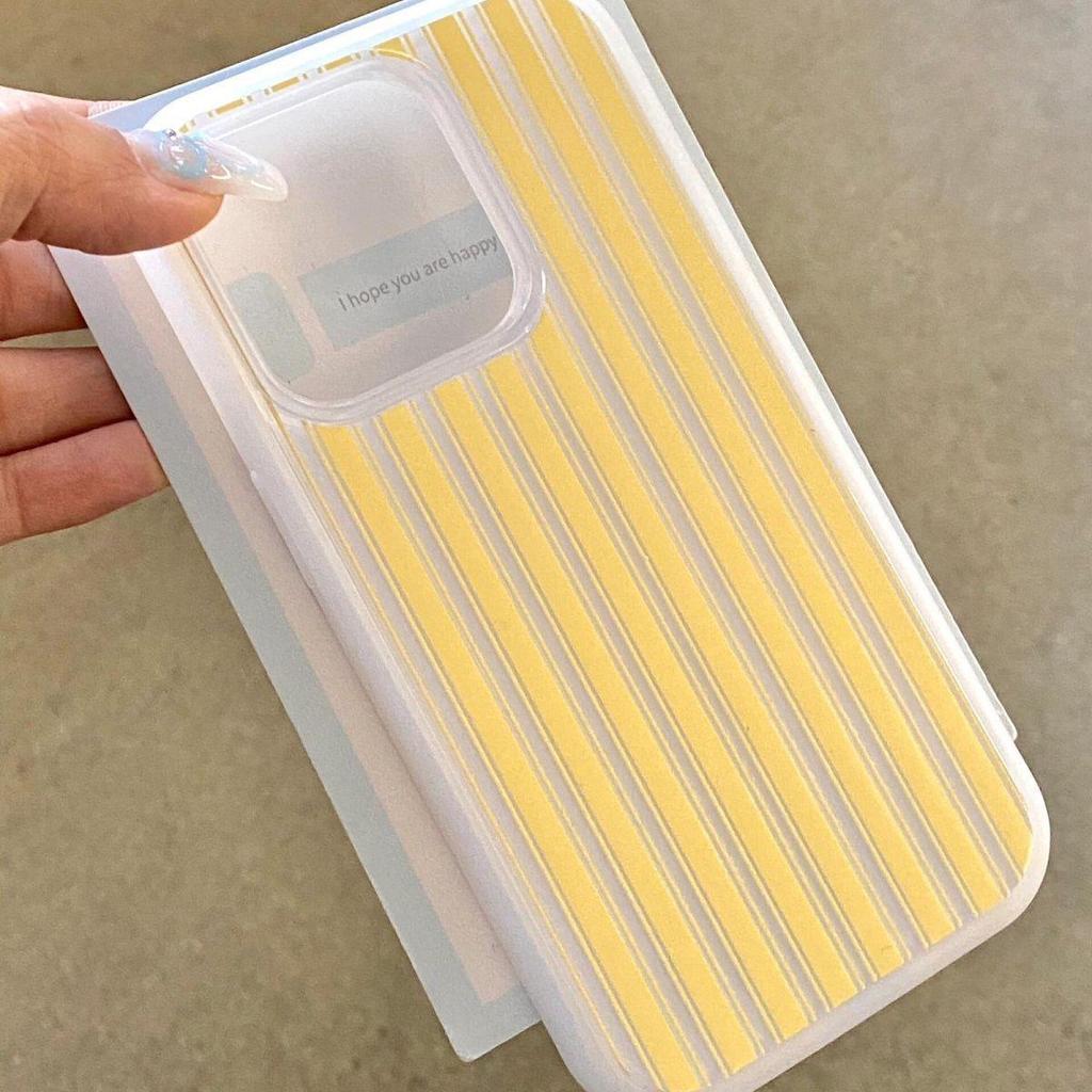 Lemon Yellow Striped Apple iPhone Case: Soft Shell for 16 Pro Max/14/13/12/XR/XS Max/8 Plus/7 Plus