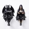 Yousheng Halloween Reading Book Skeleton Figurine, Spooky Reading Devil Resin Sculpture, Gothic Black Robe Grim Reaper Statue for Home