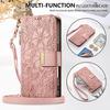 3 In 1 Floral Embossed PU Leather Crossbody Phone Case for iPhone/Samsung 6 Card Slots + Zip Coin Pocket + Stand & Detachable Long Shoulder Strap