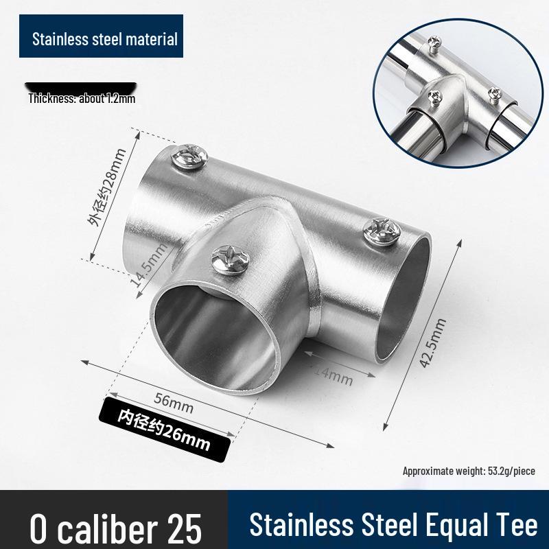 Stainless Steel Right Angle Tee Connector 19mm-32mm Joint Elbow Assembly Frame Fastener