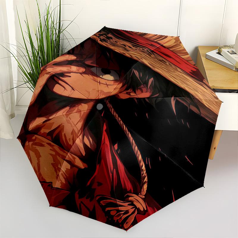1 PC Automatic Folding Umbrella - One Piece Monkey D Luffy Pattern Portable Foldable Design With 8 Ribs Christmas Birthday Gifts