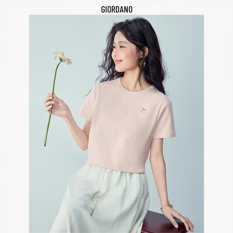 

Women s Embroidered Cat Round Neck Cotton T-Shirt L