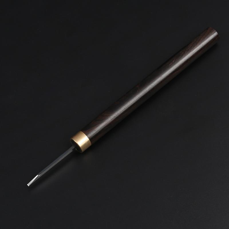 Nitriertes Weißstahl Holzschnitzmesser mit Griff aus lila Sandelholz