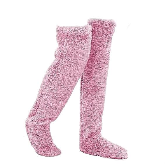 Winter Fluffy Thigh High Socks for Women Teddy Fuzzy Leggings Over Knee Leg Warm Stockings Long Floor Socks Warm Feet